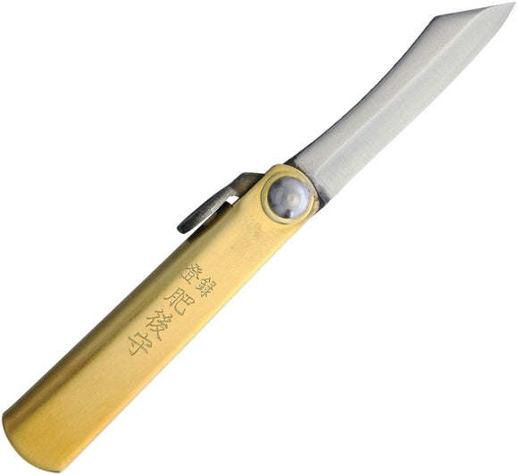Higonokami SK Slip Joint Brass Folding SK5 Carbon Steel Knife w/Red Sheath 01RS