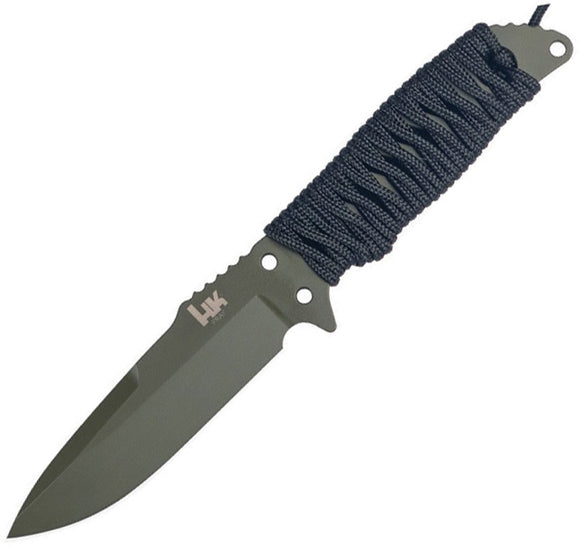 Heckler & Koch Black Cord Wraped Fray Green Clip Point Fixed Blade Knife 55251