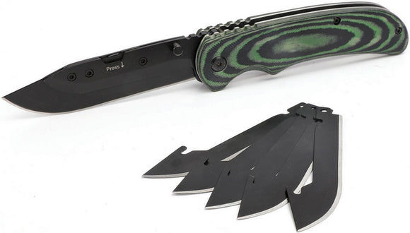 HME Razor Blade Black Linerlock Knife w/ 5 Interchangeable Blades E01856