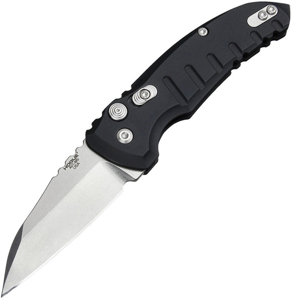 Hogue Automatic A01 Microswitch  Knife Button Lock Black Aluminum  Tumbled CPM-154 Wharncliffe 24100