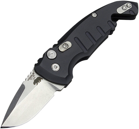 Hogue Automatic A01 Microswitch Knife Button Lock Black Aluminum CPM-154 Tumbled Drop Pt Blade 24120