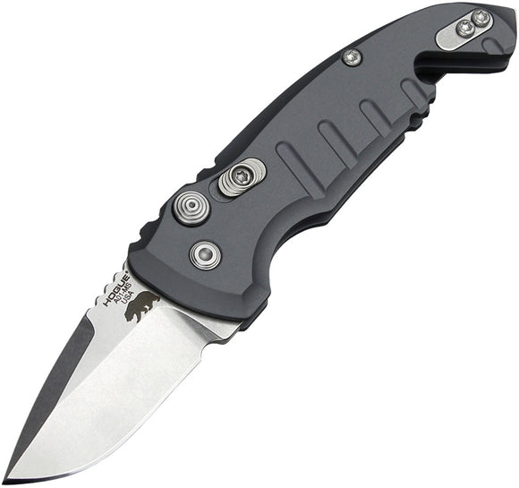 Hogue Automatic A01 Microswitch Knife Button Lock Gray Aluminum CPM-154 Stainless Drop Pt Blade 24122