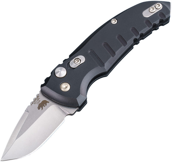 Hogue Automatic A01 Microswitch Knife Button Lock Black Aluminum CPM-154 Tumbled Drop Pt 24124