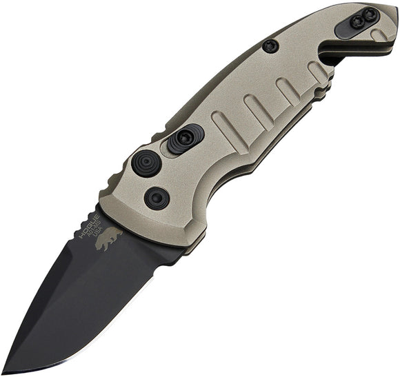 Hogue Automatic A01 Microswitch Knife Button Lock Dark Earth Aluminum CPM-154 Stainless Drop Pt 24127