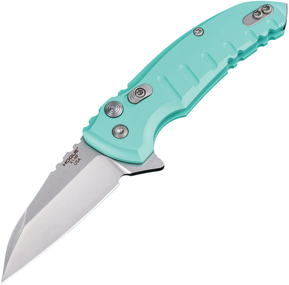 Hogue X1 Microflip Button Lock Wharncliffe Teal Folding Pocket Knife 24163