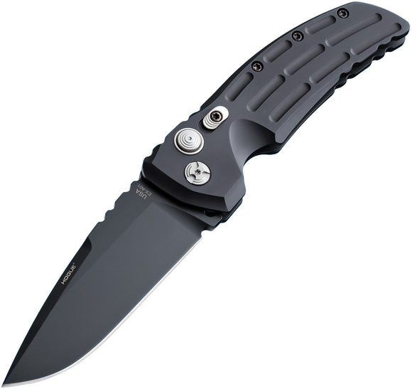 Hogue Automatic Ex-A01 Knife Button Lock Black Aluminum 154CM Stainless Drop Point Blade 34110