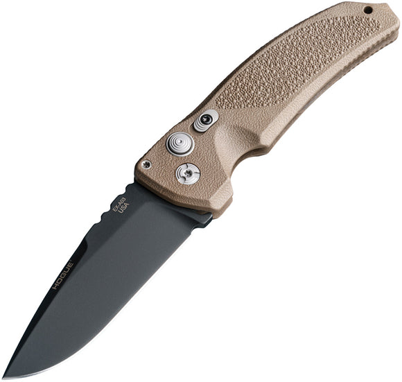 Hogue Automatic Ex-A03 Knife Button Lock Flat Dark Earth 154CM Stainless Drop Point Blade 34333