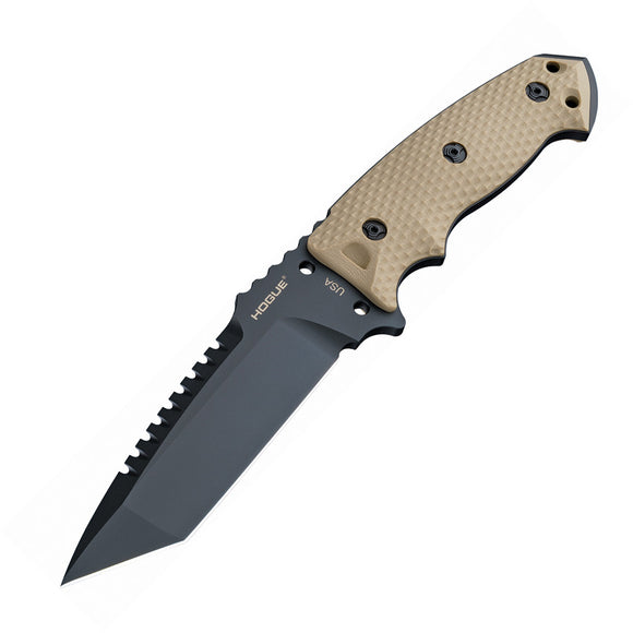 Hogue EX-F01 Dark Tan G10 A2 Tool Steel Fixed Blade Knife w/ Nylon Sheath 35127