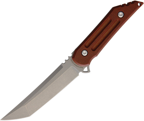 Hoback Knives Kwaiback Red Micarta Stonewash Fixed Blade Knife B016