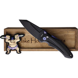 Hoback Knives Sumo Pocket Knife Button Lock Black Titanium Folding 20CV 021BP