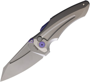 Hoback Knives Sumo Pocket Knife Button Lock Gray Titanium Folding 20CV 021GP