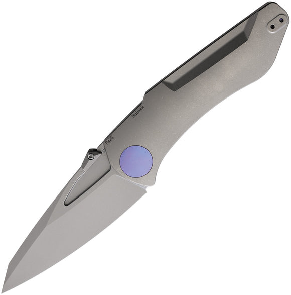 Hoback Knives Summit Framelock Purple/Gray Titanium Folding M390 Knife 030SP