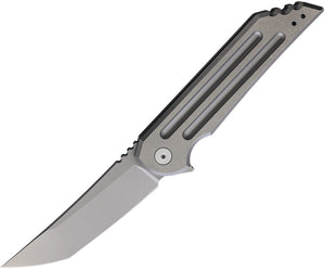 Hoback Knives Kwaiback Pocket Knife Framelock Gray Titanium Folding M390 031S