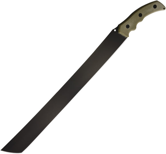 Hoback Knives The Path Machete Green Micarta DLC 14C28N Fixed Blade Knife 035B