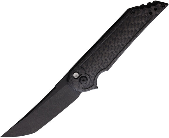 Hoback Knives Kwaiback Button Lock Carbon Fiber Folding 20CV Steel Pocket Knife 040