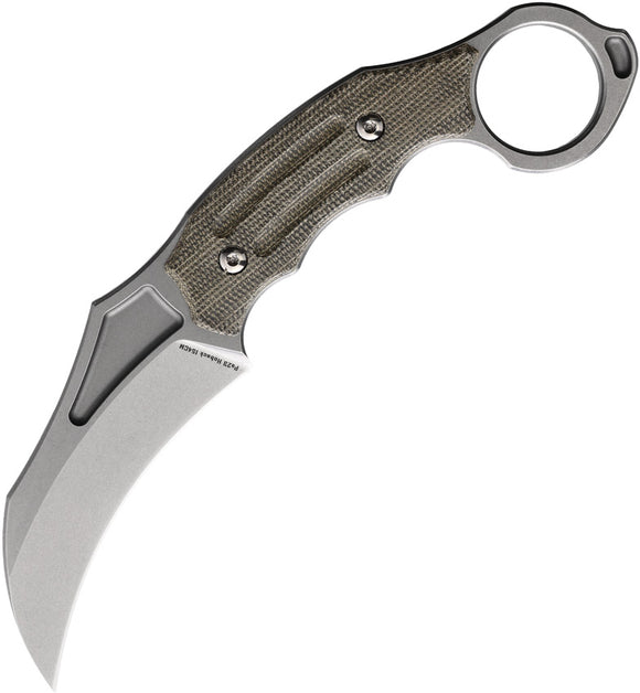 Hoback Knives Tusk Karamit Green Micarta 154CM Stainless Fixed Blade Knife 043