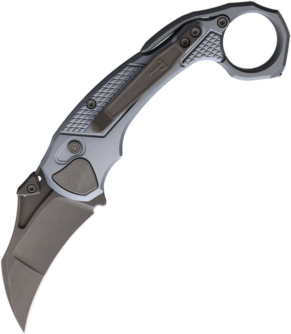Hoback Knives Tactical Toucan Button Lock Blue Aluminum Folding 20CV Pocket Knife 044