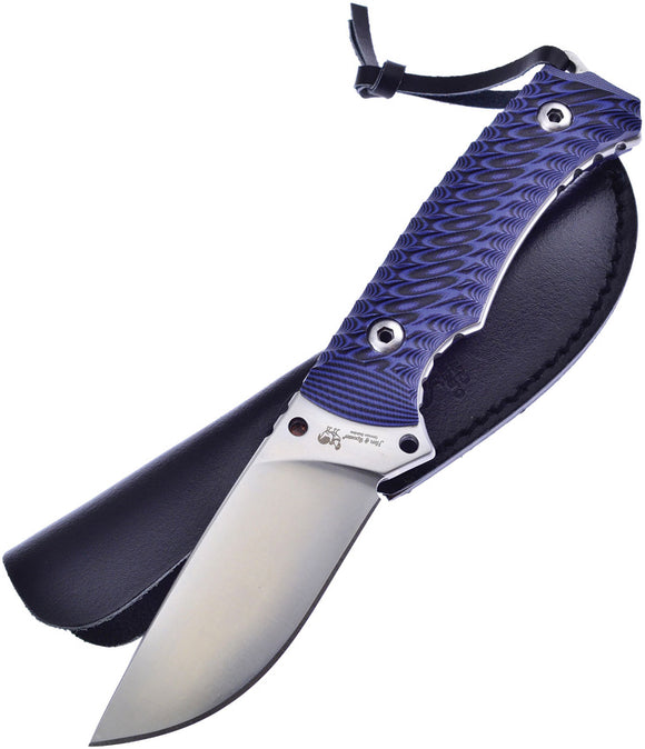 Hen & Rooster Blue G10 Handle Fixed Blade Knife w/ Sheath 002BL