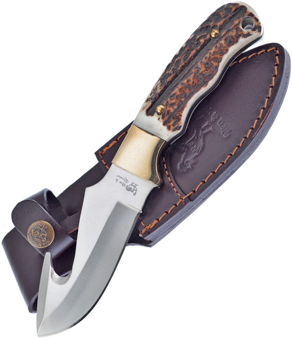 Hen & Rooster Deer Stag 440 Stainless Steel Fixed Blade Knife w/ Belt Sheath 0070