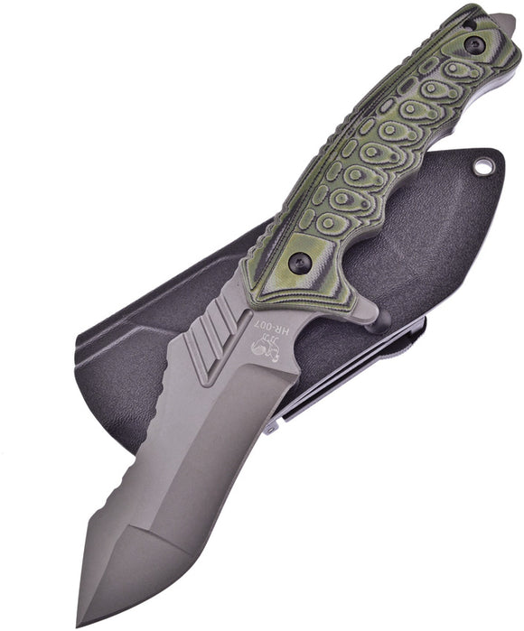 Hen & Rooster Black & Green G10 Stainless Fixed Blade Knife w/ Belt Sheath 007