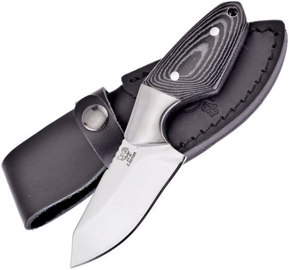 Hen & Rooster Black Pakkawood Stainless Fixed Blade Knife w/ Belt Sheath 013M
