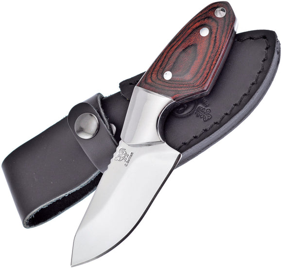 Hen & Rooster Brown Pakkawood Stainless Fixed Blade Knife w/ Belt Sheath 013PW