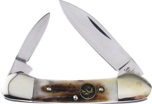 Hen & Rooster Small Canoe Deer Stag Folding Stainless Steel Pocket Knife 102DS