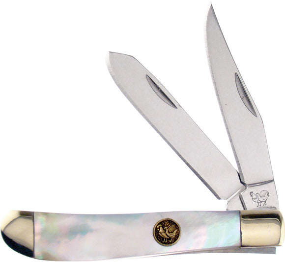 Hen & Rooster Small Trapper White MOP Folding Stainless Pocket Knife 212MOP