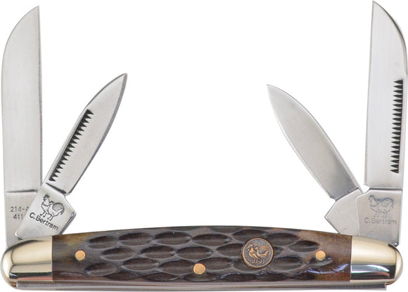 Hen & Rooster Congress Brown Pick Bone Folding Stainless Pocket Knife 214BRPB