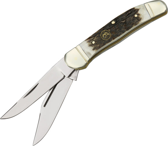 Hen & Rooster Copperhead Pocket Knife Deer Stag Folding Stainless Blades 232DS