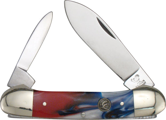 Hen & Rooster Canoe Star Pocket Knife Red/Blue Resin Folding Stainless 252STAR
