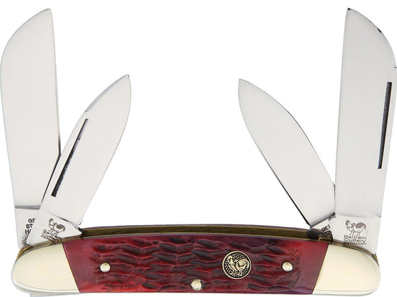 Hen & Rooster Congress Pocket Knife Red Bone Folding Stainless 4 Blades 264RPB