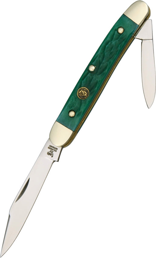 Hen & Rooster Pen Green Pick Bone Folding Stainless Pocket Knife 302GPB