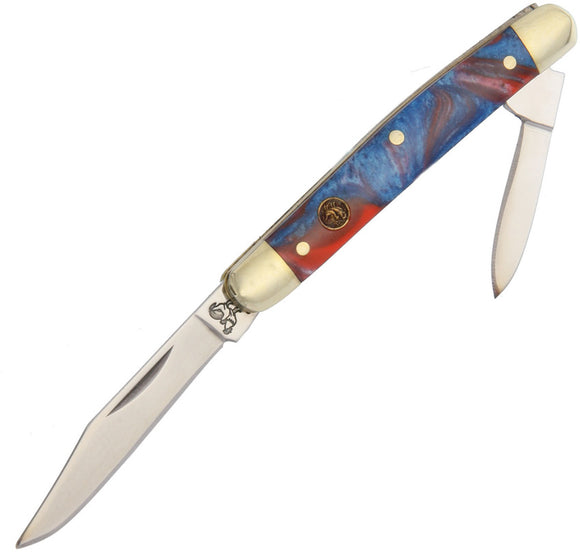 Hen & Rooster Pen Knife Star Spangle Banner Folding Steel Pocket Knife 302STAR