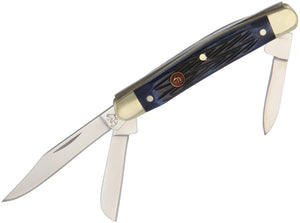 Hen & Rooster Small Stockman Blue Bone Folding Stainless Pocket Knife 303BLPB