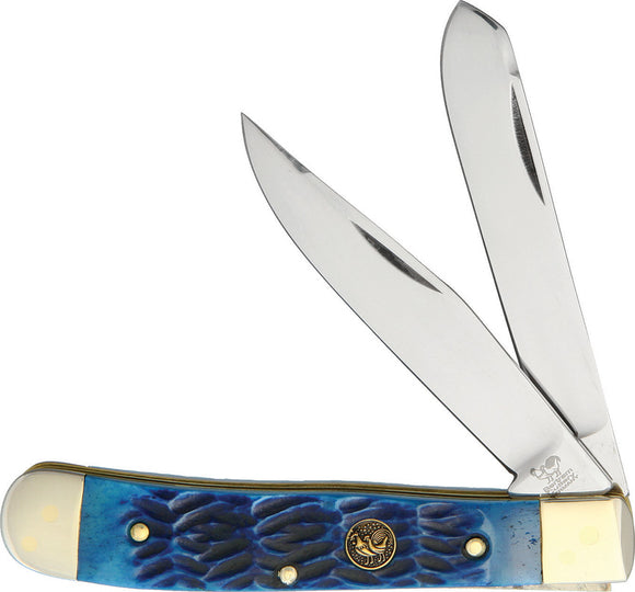 Hen & Rooster Trapper Pocket Knife Cobalt Bone Folding Stainless 2 Blades 312CB