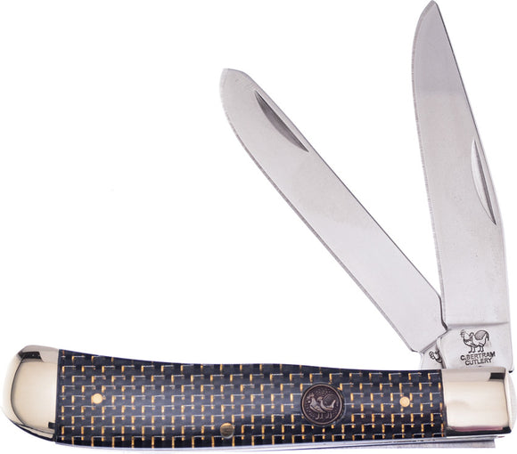 Hen & Rooster Trapper Black & Gold Resin Folding Stainless Pocket Knife 312MR