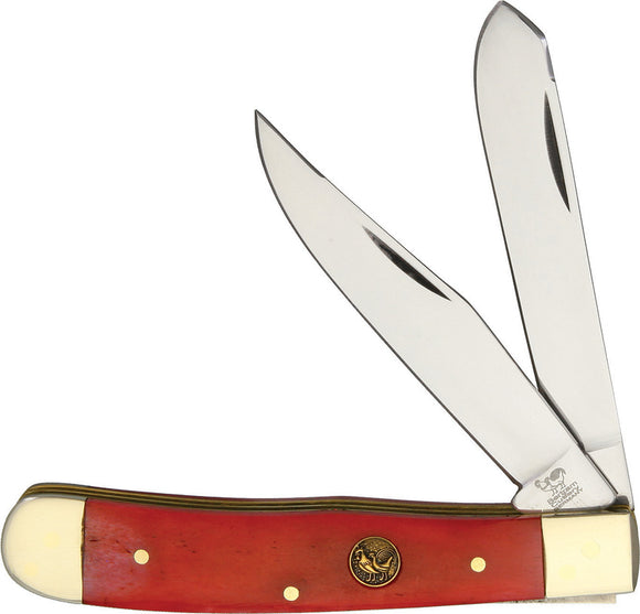 Hen & Rooster Trapper Pocket Knife Red Bone Folding Stainless 2 Blades 312RSB