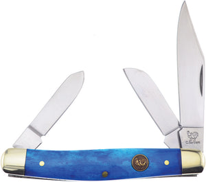 Hen & Rooster Stockman Blue Smooth Bone Folding Stainless Pocket Knife 313BLSB