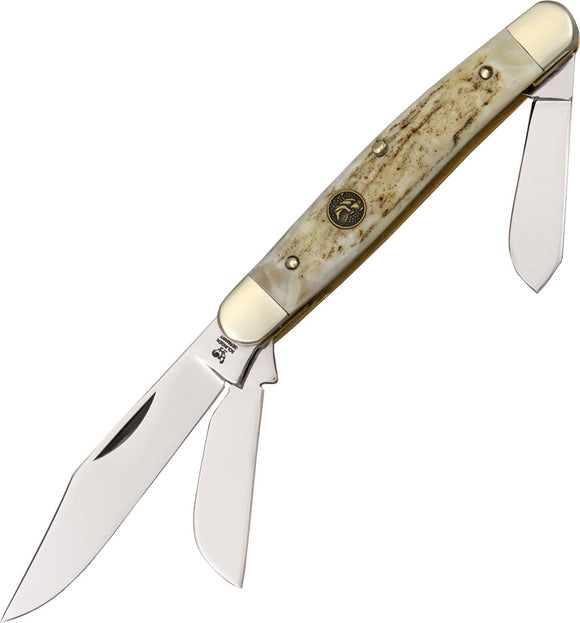 Hen & Rooster Stockman Pocket Knife Deer Stag Folding Stainless 3 Blades 313DS