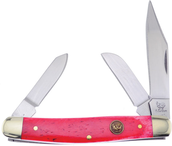 Hen & Rooster Stockman Red Smooth Bone Folding Stainless Pocket Knife 313RSB