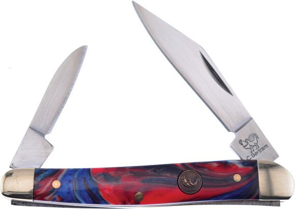 Hen & Rooster Pocket Knife Slip-Joint Red/White/Blue Resin Stainless 332STAR