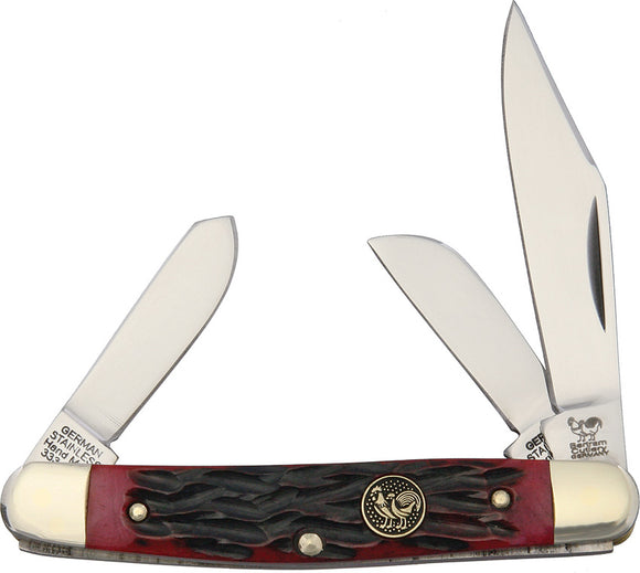 Hen & Rooster Stockman Pocket Knife Red Bone Folding Stainless 3 Blades 333RPB
