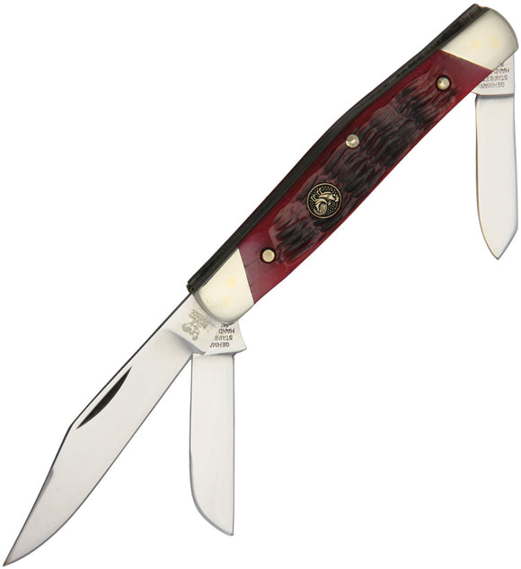 Hen & Rooster Stockman Pocket Knife Red Bone Folding Stainless 3 Blades 343RPB