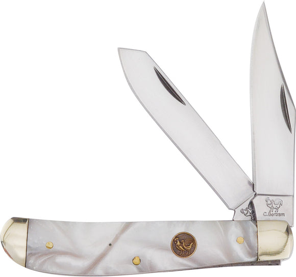 Hen & Rooster Trapper White Cracked Ice Folding Stainless Pocket Knife 412CI
