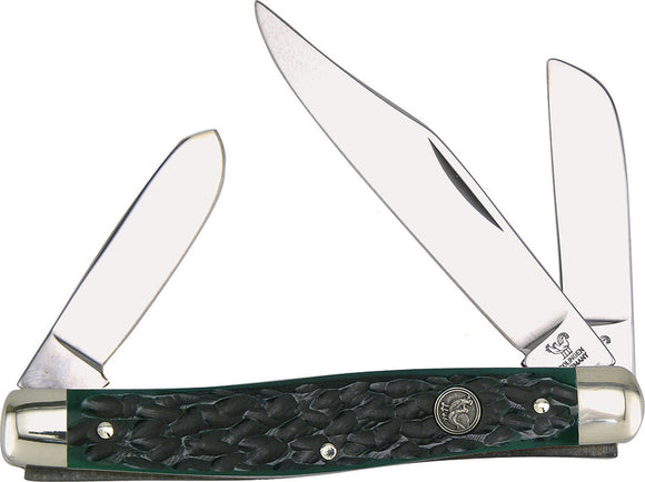Hen & Rooster Stockman Pocket Knife Green Bone Folding Stainless 3 Blades 413GPB