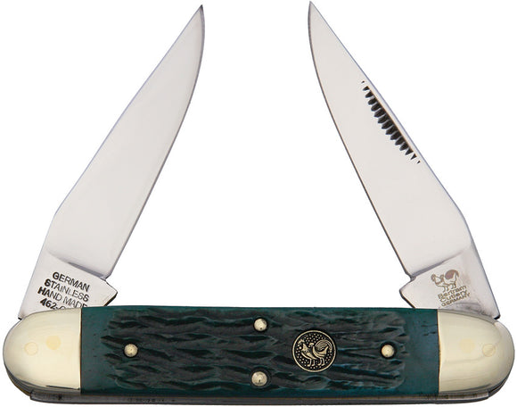 Hen & Rooster Pocket Knife Slip-Joint Dark Grn Micarta Stainless 2 Blades 462GPB