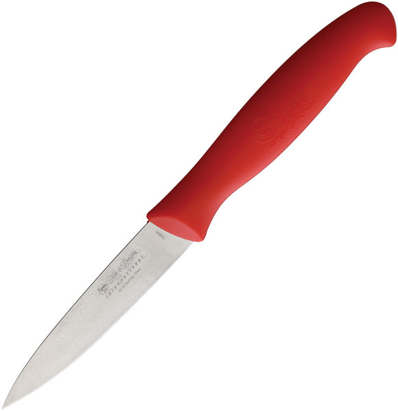 Hen & Rooster Fixed Blade Paring Kitchen Knife Red ABS 4116 Stainless 053R