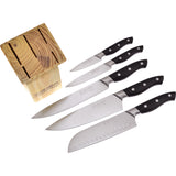 Hen & Rooster 5pc Black Kitchen Knife Set w/ Storage Block I062