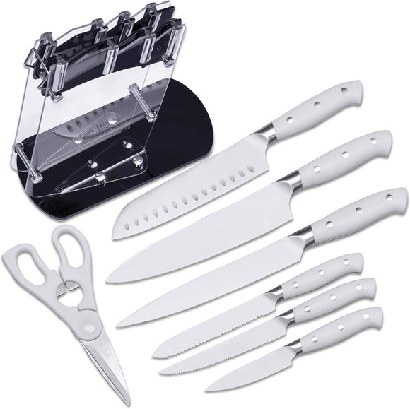 Hen & Rooster Kitchen Set Fixed Blade Knife Stainless Steel Knife Block I067